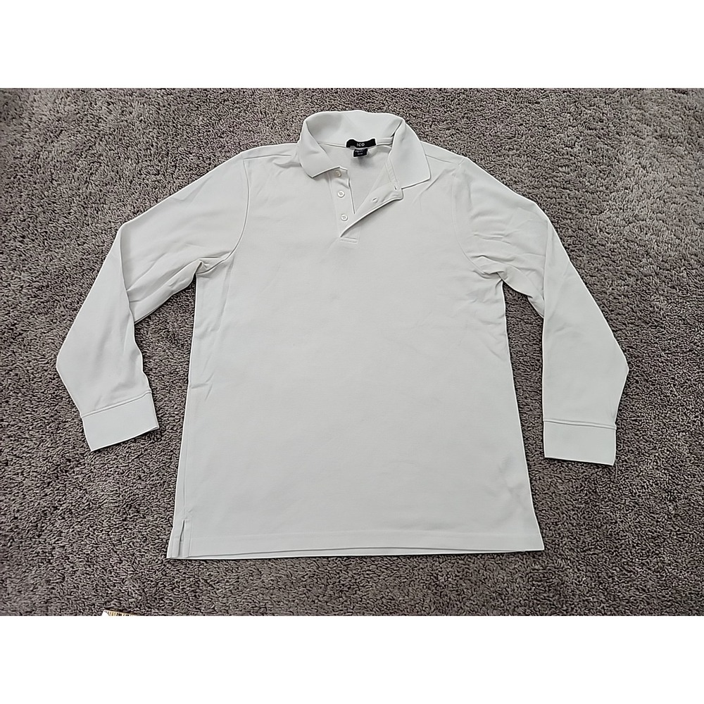ICO Polo Shirt Mens M White Excellent Long Sleeve Classic DG20L Breathable